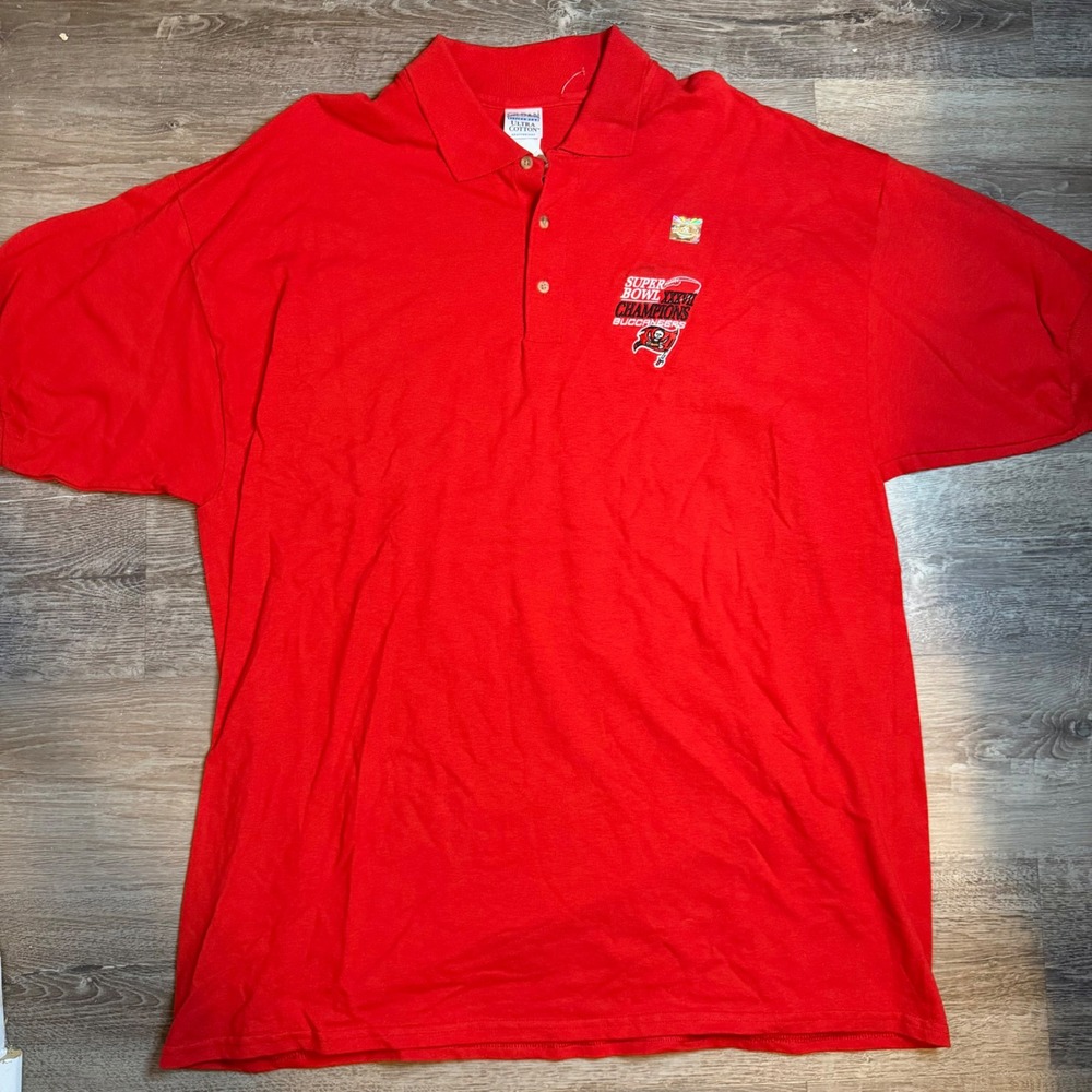 Vintage Tampa Bay Buccaneers Super Bowl XXXVII Champions Polo Shirt Red XXL